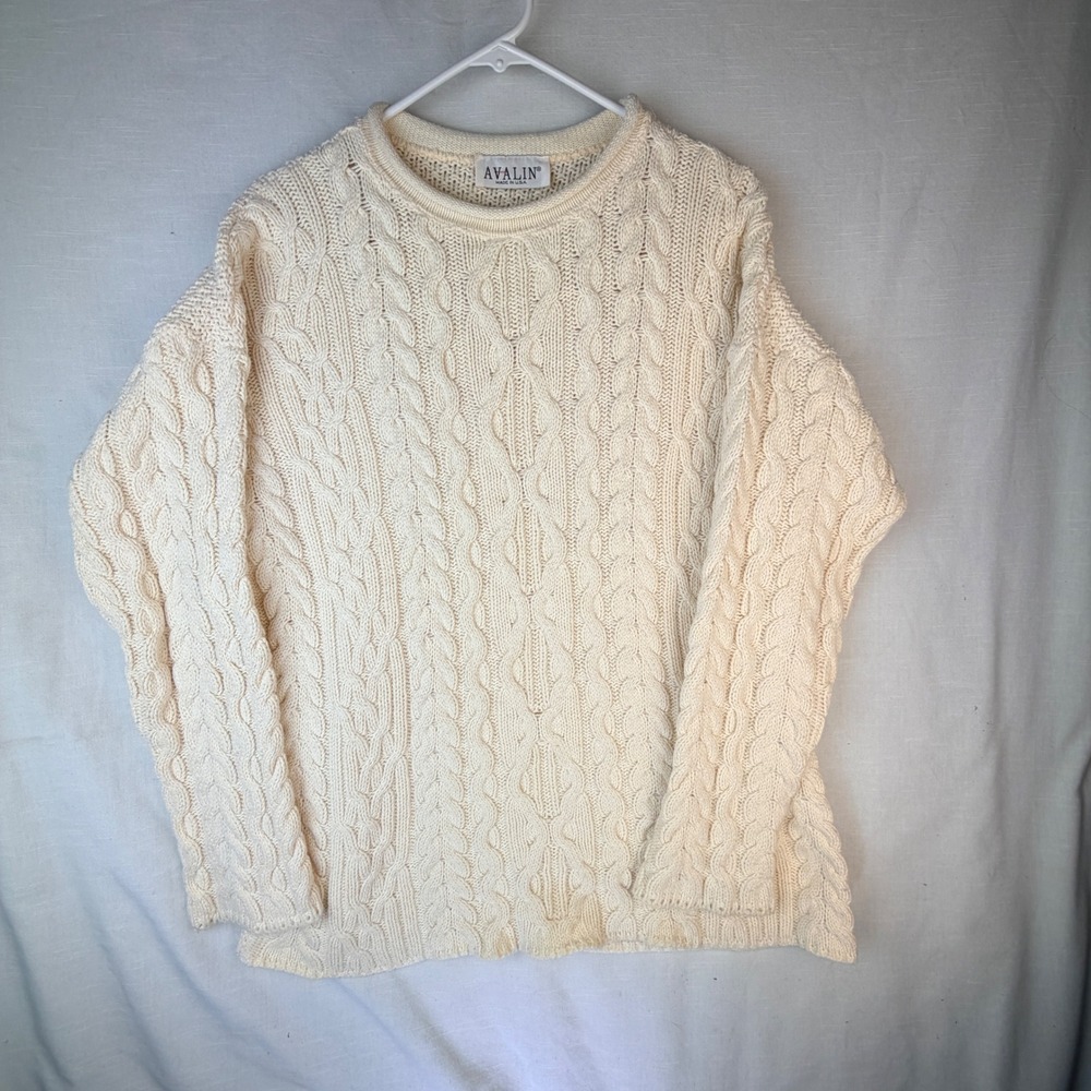 AVALIN Womens Cream Cable Knit Sweater cottage core